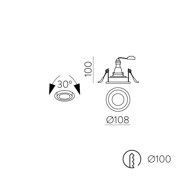Musca Recessed 3947/11 Tekstūruota juoda, LED GU10 8 W, CL.II