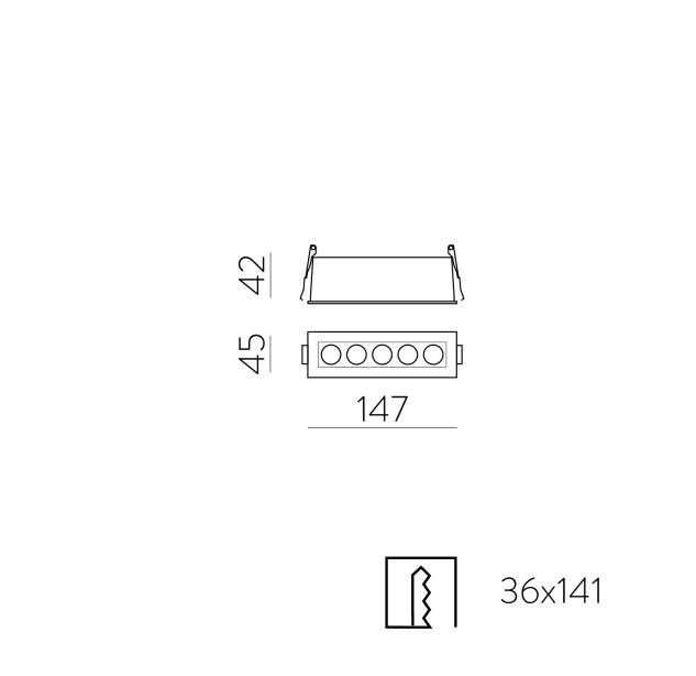 Nematomas įleidžiamas 3980/147 tekstūruotas baltas, LED 12 W 3000 K 850 lm, CRI90 CL.II, integruotas LED, dim. Triac, ON-DEMAND **