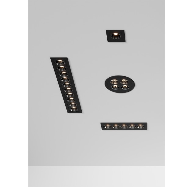 Nematomas įleidžiamas 3980/280 tekstūruotas juodas, LED 24 W 3000 K 1790 lm, CRI90 CL.II, integruotas LED
