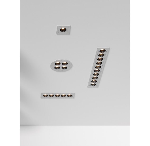 Nematomas įleidžiamas 3980/85 apvalus tekstūruotas baltas, LED 9 W 3000 K 680 lm, CRI90 CL.II, integruotas LED, dim. DALI/Push, ON-DEMAND **