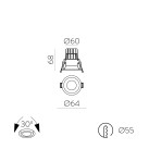 Move Recessed 3984/6 Apvalus tekstūruotas baltas, LED COB 5 W 550 lm, CRI90 CL.II IP44/IP20, Kelvinas 2700 K–3000 K Slankusis jungiklis, MULTI-PACK