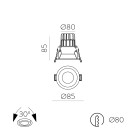 Move Recessed 3984/8 Circular Textured White, LED COB 12 W, 1305 lm, CRI 90, CL.II, IP44/IP20, 2700–3000 K, slankusis jungiklis, dimerizatorius, triakas, MULTI-PACK