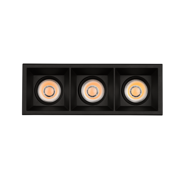 Move Recessed 3984/8 Cuadrado Textured Black, LED COB 3x12W 3915lm, CRI90 CL.II IP44/IP20, Kelvin 2700K-3000K Slankusis jungiklis, MULTI-PACK