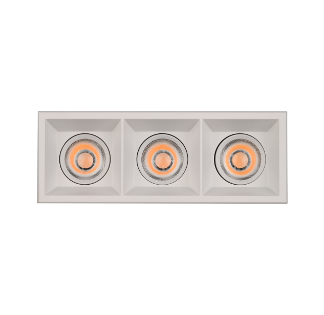 Move Recessed 3984/8 Cuadrado Textured White, LED COB 3x12W 4275lm, CRI90 CL.II IP44/IP20, 3000K-4000K Slankusis jungiklis, Dim. Triac, MULTI-PACK