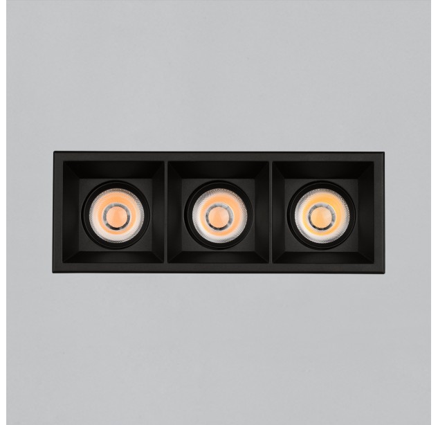Move Recessed 3984/8 Cuadrado Textured Black, LED COB 3x12W 4275lm, CRI90 CL.II IP44/IP20, 3000K-4000K Slankusis jungiklis, Dim. Triac, MULTI-PACK