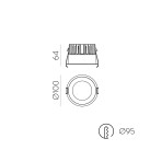 Tech Recessed %D8100mm Tekstūruotas juodas, LED 11W 1560lm, CRI90 CL.II IP65/IP20, 3000K-4000K Slankusis jungiklis, Dim. Triac, Mikroprizminis difuzorius, MULTI-PACK, ON-DEMAND **