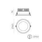 Tech Recessed %D8165mm tekstūruotas juodas, LED 25 W 3050 lm, CRI90 CL.II IP65/IP20, 3000 K–4000 K slankusis jungiklis, mikroprizminis difuzorius, MULTI-PACK