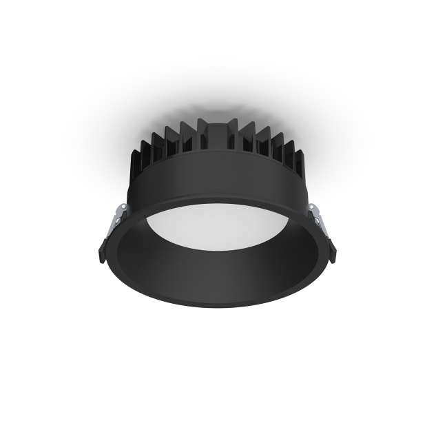Tech Recessed %D8165mm tekstūruotas juodas, LED 25 W 3050 lm, CRI90 CL.II IP65/IP20, 3000 K–4000 K slankusis jungiklis, mikroprizminis difuzorius, MULTI-PACK
