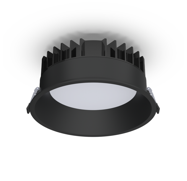 Tech Recessed %D8210mm Tekstūruotas juodas, LED 32,5 W 3880 lm, CRI90 CL.II IP65/IP20, 3000 K–4000 K Slankusis jungiklis, Dim. Triac, Mikroprizminis difuzorius, MULTI-PACK, ON-DEMAND **