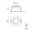 Trumpas įleidžiamas %D870 mm tekstūruotas baltas, LED COB 5 W 590 lm, CRI90 CL.II IP40, 3000 K–4000 K slankusis jungiklis, dim. triakas, MULTI-PACK, ON-DEMAND **