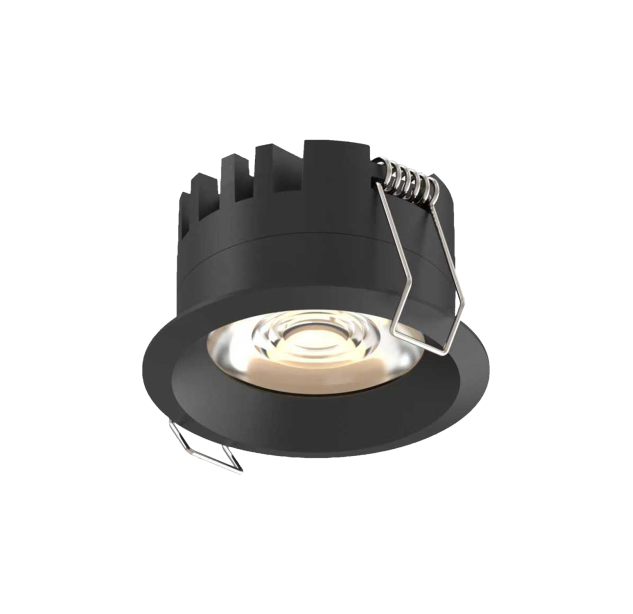 Trumpas įleidžiamas %D870 mm tekstūruotas juodas, LED COB 5 W 590 lm, CRI90 CL.II IP40, 3000 K–4000 K slankusis jungiklis, MULTI-PACK