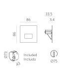 Sign Recessed 4037 Square Black, LED 1,5 W, 34 lm, CRI 80, CL.II, integruotas LED, 2700 K–3000 K–4000 K slankusis jungiklis, MULTI-PACK