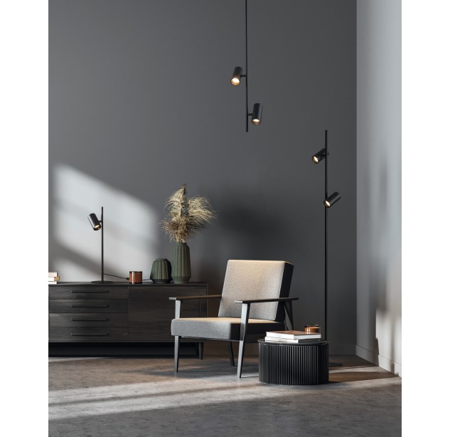 Gina toršeras 3874, tekstūruotas juodas, LED GU10 2x8W, CL.II, reguliuojamas, MULTI-PACK