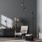 Gina toršeras 3874, tekstūruotas juodas, LED GU10 2x8W, CL.II, reguliuojamas, MULTI-PACK