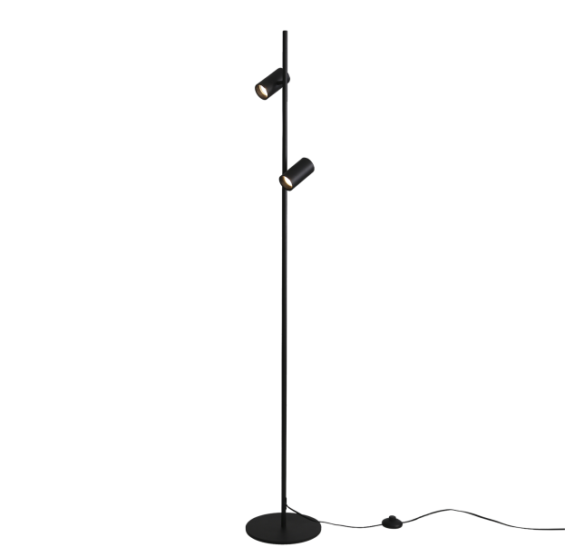Gina toršeras 3874, tekstūruotas juodas, LED GU10 2x8W, CL.II, reguliuojamas, MULTI-PACK