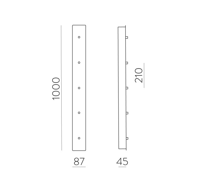 Stačiakampė daugiafunkcinė bazė 1000x87 mm su 5 lizdais, tekstūruota juoda