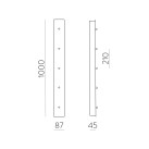 Stačiakampė daugiafunkcinė bazė 1000x87 mm su 5 lizdais, tekstūruota juoda