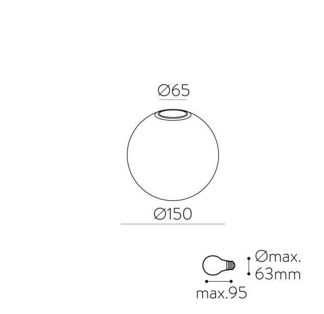 „Parma Glass“ gaubtas %D8150 mm Opalas