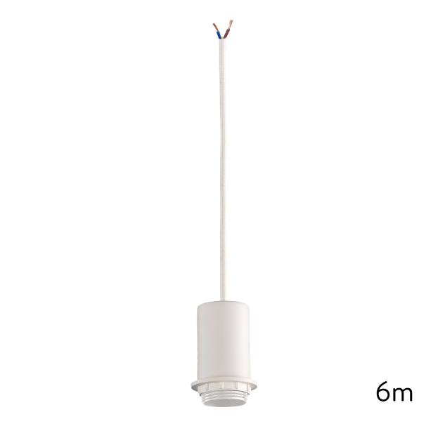 Pakabinamas šviestuvų rinkinys 6 m, tekstūruotas baltas, LED E27 15 W, CL.II