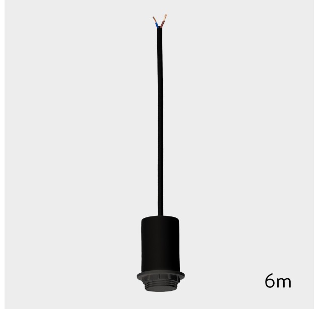 Pakabinamas šviestuvas 6 m, tekstūruotas juodas, LED E27 15 W, CL.II