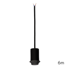 Pakabinamas šviestuvas 6 m, tekstūruotas juodas, LED E27 15 W, CL.II