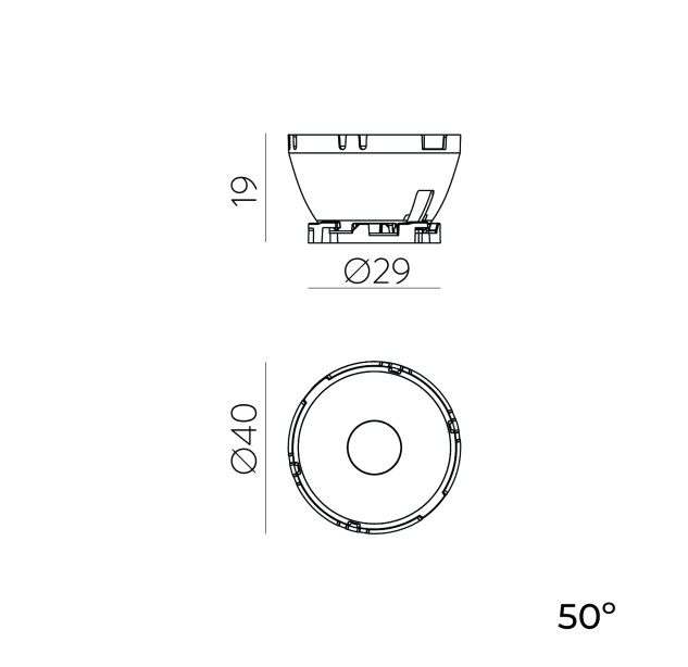 Objektyvas %D840 mm 50 %B0 Skaidrus