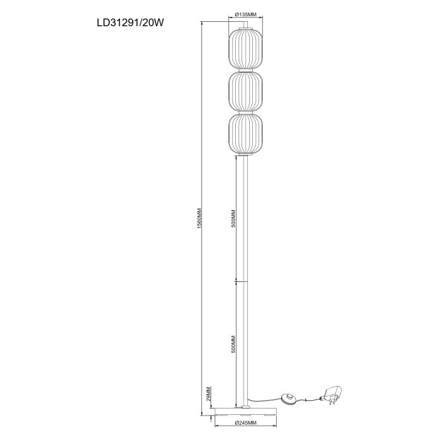 AKARI 20 LED 3000/4500/6500 Floor Lamp  LD31291/20W