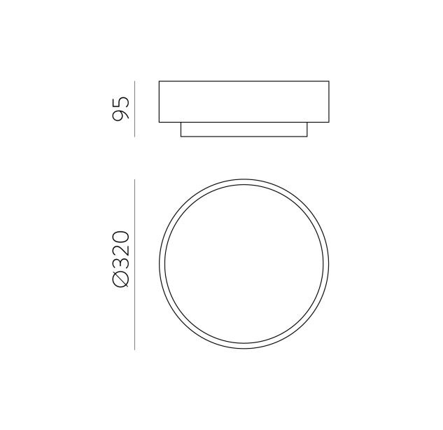 Dins Lubinis šviestuvas %D8320 mm Balta RAL 9016, LED 24W 2520lm, CRI90 CL.II IP44, 2700K-3000K-4000K Slankusis jungiklis, MULTI-PACK