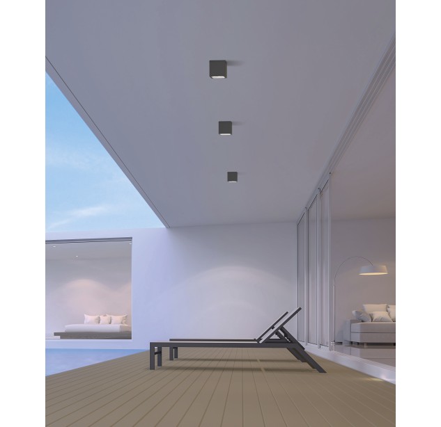 Hamal lubinis šviestuvas, tekstūruotas antracito spalvos, LED COB 10 W, 3000 K, 860 lm, CRI 80, CL.I, IP65, dim. DALI/Push, ON-DEMAND **