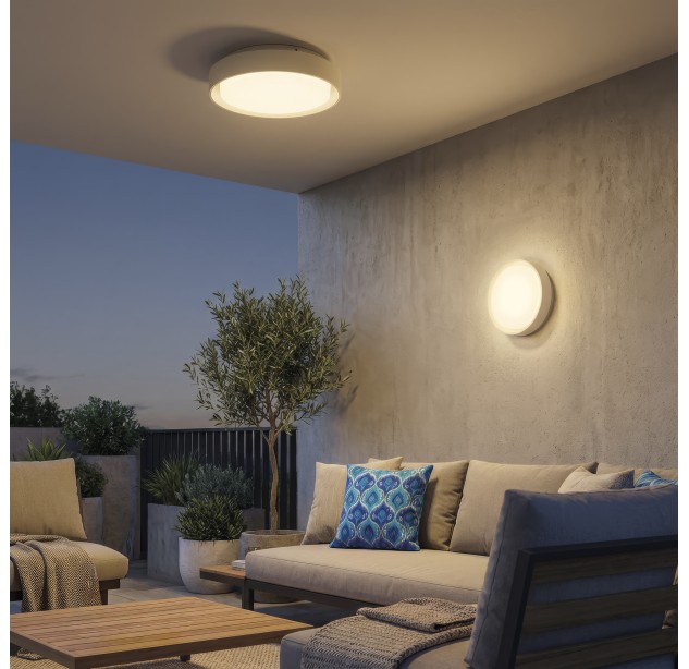 Kuma lubinis šviestuvas 2082/16 tekstūruotas baltas, LED 10 W 630 lm, CRI90 CL.I IP65, Kelvinas 2700 K–3000 K, slankusis jungiklis