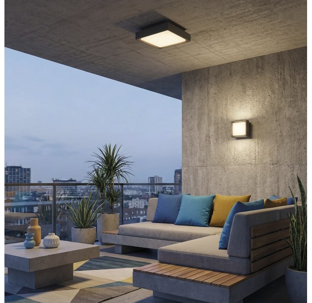 Nexus lubinis šviestuvas 2083/23 tekstūruotas antracitas, LED 14 W 1060 lm, CRI 90, klasė I, IP65, 2700–3000 K, slankusis jungiklis