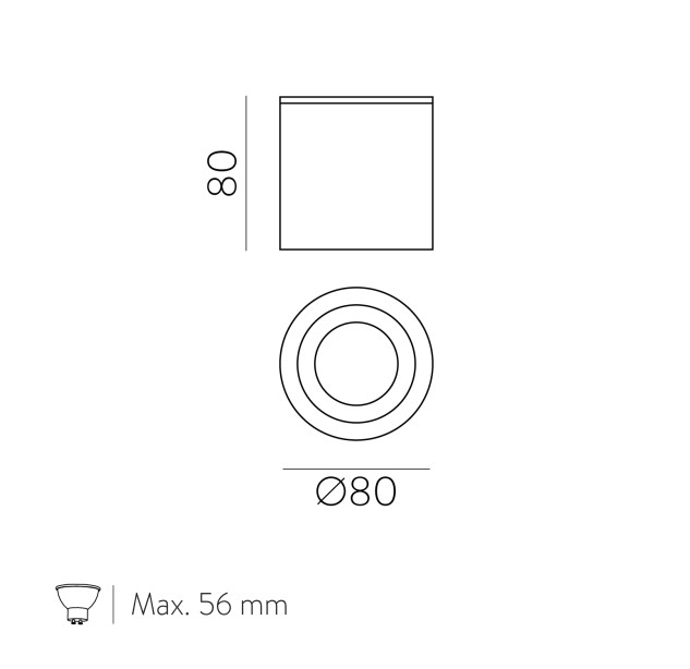 Vanduo Lubinis šviestuvas 3467/8 Tekstūruotas juodas, LED GU10 8W, CL.II IP65