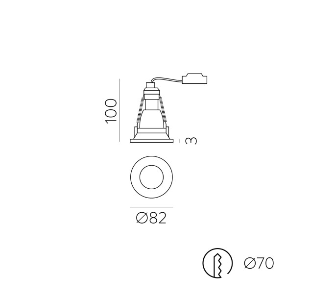 Winka Recessed 3557/8 Textured Black, LED GU10 8W, Class II