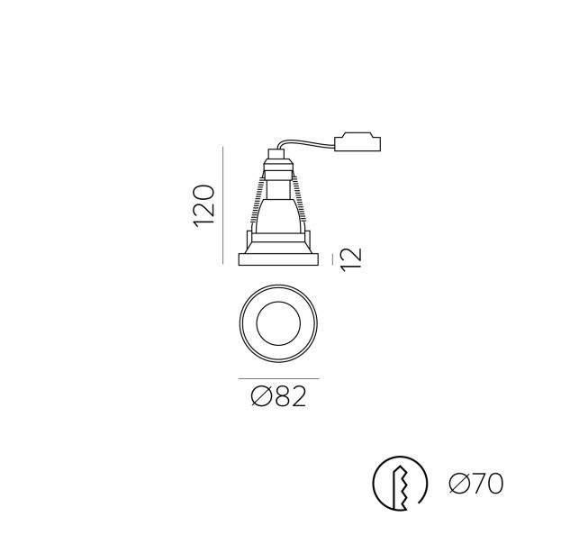 Einar Recessed 3558/8 Tekstūruota balta/Tech Gold, LED GU10 8 W, CL.II