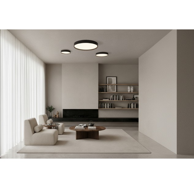 Minsko lubinis šviestuvas 3758/40, tekstūruotas juodas, LED 22 W, 3225 lm, CRI 90, CL.I, integruotas LED, 2700 K–3000 K–4000 K, slankusis jungiklis