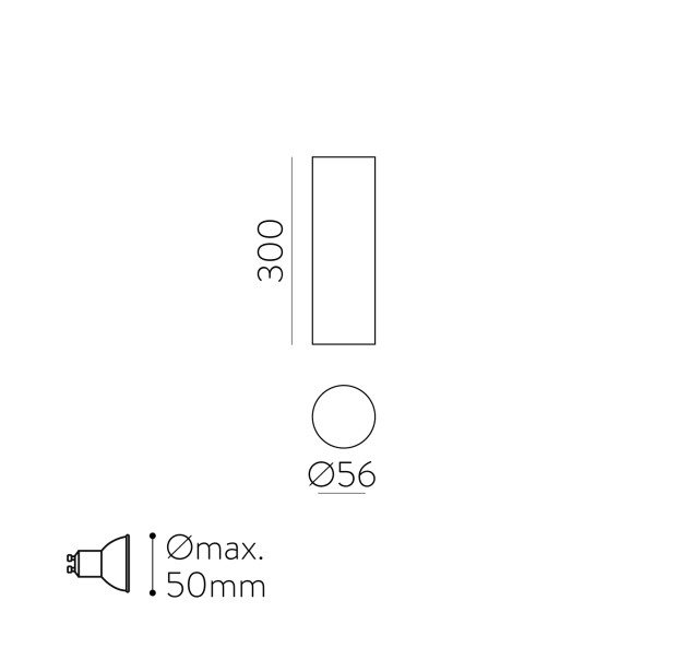 Zoom Lubinis šviestuvas 3764/30 Tekstūruotas juodas, LED GU10 8 W, CL.I