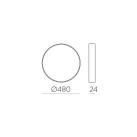 Koe lubinis šviestuvas %D8480 mm, tekstūruotas baltas, LED 36 W, 4400 lm, CRI 90, CL.II, IP43, 3000 K–4000 K, slankusis jungiklis