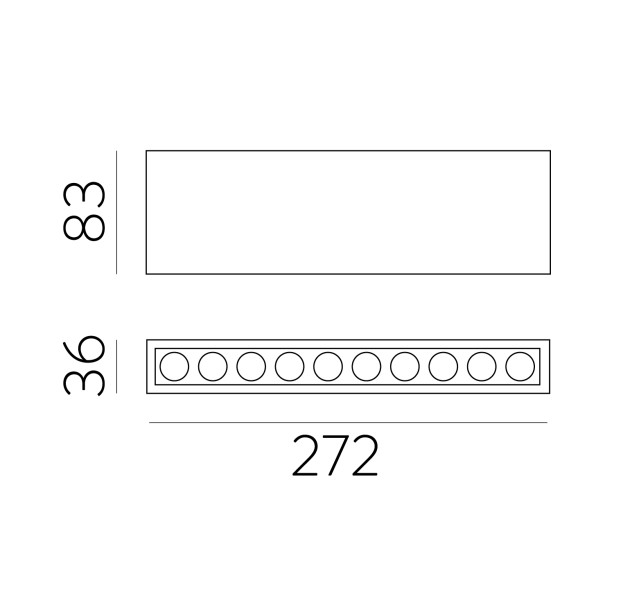 Nematomas lubinis šviestuvas 272 mm, tekstūruotas juodas, LED 24 W, 3000 K, 1790 lm, CRI 90, CL.II, dim. DALI/Push, ON-DEMAND **