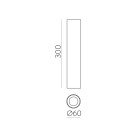 Vamzdinis lubų šviestuvas 3986/60 %D860x300mm Tekstūruotas baltas, LED COB 12W 3000K 1430lm, CRI90 CL.I, integruotas LED