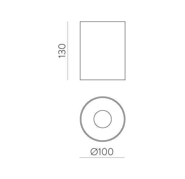 Vamzdinis lubų šviestuvas 3986/100 %D8100x130mm Tekstūruotas juodas, LED COB 18W 2700K 1835lm, CRI90 CL.I, Dim. Triac, ON-DEMAND **