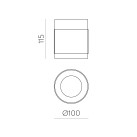 „Lux“ lubinis šviestuvas 3989/100 %D8100x115mm tekstūruotas juodas/juodas, LED COB 18 W 4000 K 2140 lm, CRI90 CL.I, integruotas LED, ON-DEMAND **