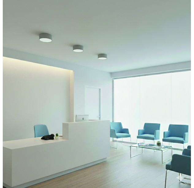Alis Lubinis šviestuvas %D8150mm Tekstūruotas baltas, LED 18W 2420lm, CRI90 CL.I IP44, 2700K-4000K Slankusis jungiklis, Dim. DALI/Push, ON-DEMAND **