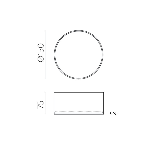 Alis Lubinis šviestuvas %D8150mm Tekstūruotas juodas, LED 18W 2420lm, CRI90 CL.I IP44, 2700K-4000K Slankusis jungiklis, Dim. DALI/Push, ON-DEMAND **