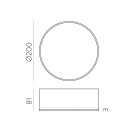 Alis Lubinis šviestuvas %D8200 mm Tekstūruotas juodas, LED 25 W 3300 lm, CRI90 CL.I IP44, 2700 K–4000 K Slankusis jungiklis, Dim. DALI/Push, ON-DEMAND **