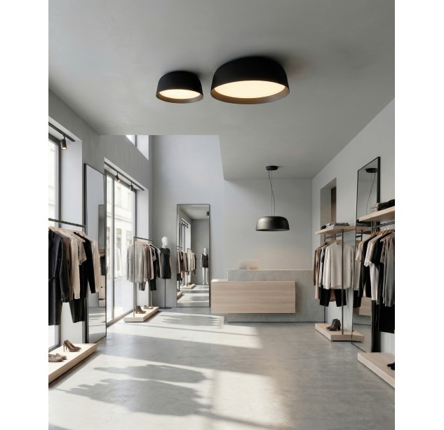 Oslo lubinis šviestuvas %D8600mm tekstūruotas juodas, LED 38 W 4840 lm, CRI90 CL.I, 2700 K–3000 K–4000 K slankusis jungiklis
