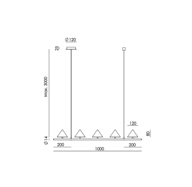 Pakabinamas šviestuvas ANZA 2700K 5x9W C1336/5 dimeriuojamas