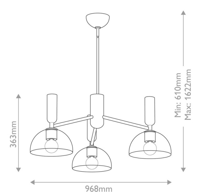 Pakabinamas šviestuvas Alora Mood Jude 60W E27 ALM-JUDE3-MB-CL Pakabinamas šviestuvas Alora Mood Jude 60W E27 ALM-JUDE3-MB-CL