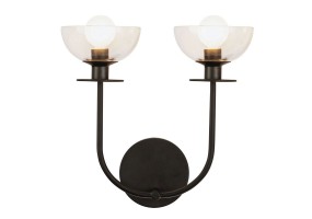 Sieninis šviestuvas Alora Mood Sylvia 2x40W E14 ALM-SYLVIA-2WB-BK-CL