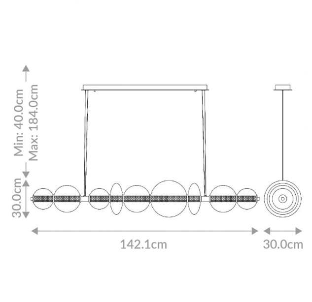 Pakabinamas šviestuvas ATOMO 3000K 46W QN-ATOMO-LP7-BG dimeriuojamas Pakabinamas šviestuvas ATOMO 3000K 46W QN-ATOMO-LP7-BG dimeriuojamas
