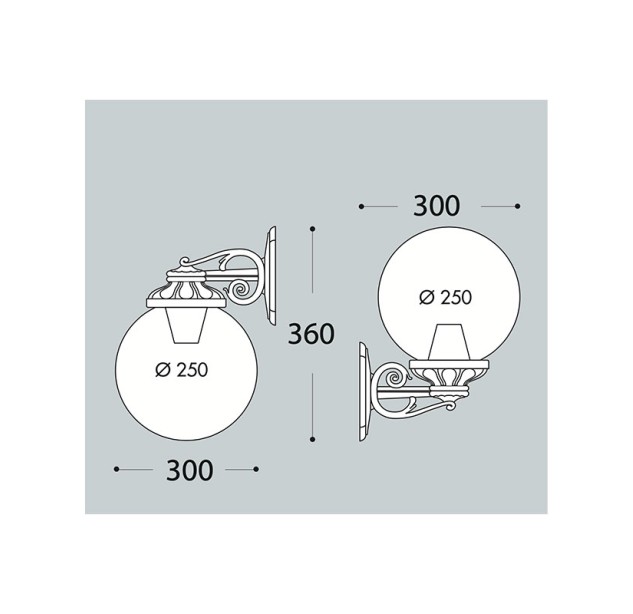 Sieninis lauko šviestuvas GLOBE 250 2700K-6500K 8.5W G25.131.AYV1K Sieninis lauko šviestuvas GLOBE 250 2700K-6500K 8.5W G25.131.AYV1K